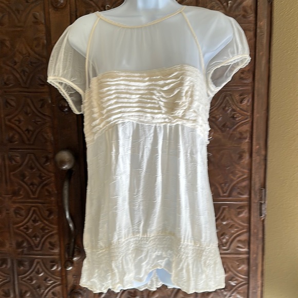 BCBGMaxAzria Tops - BCBG Maxaria ivory sheer ruffle blouse —medium